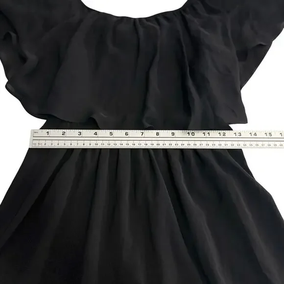 ALICE + OLIVIA Black Dora Off the Shoulder 100% Silk Tube Dress Size 0 - Picture 4 of 7